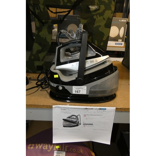 167 - 1 x Black & Decker 2700w steam generator iron RRP £60