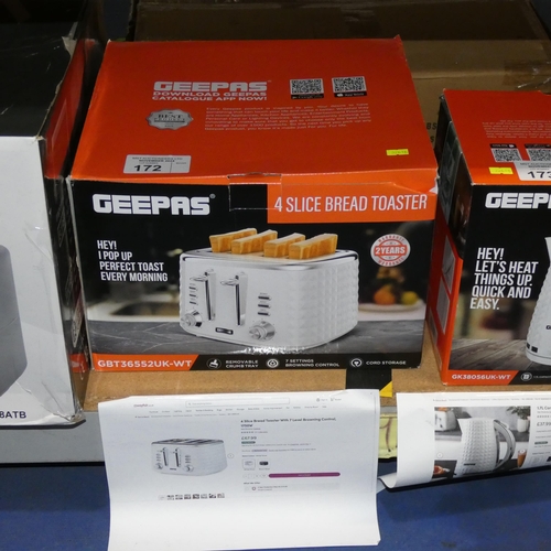 172 - 1 x Geepas 4 slice toaster RRP £67