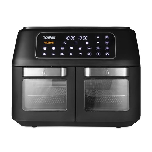 197 - 1 x Tower Vortx Vizion dual compartment air fryer oven with digital touch panel, 11L, black RRP £107