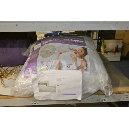 92 - 1 x 10cm microfibre mattress topper - double size RRP £48