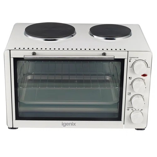 210 - 1 x Igenix 30L table top electric mini oven with double hot plates RRP £102