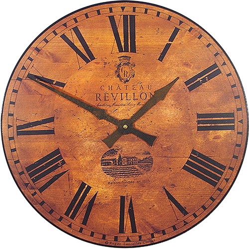 221 - 1 x faux wood clock diameter approx 50cm RRP £39