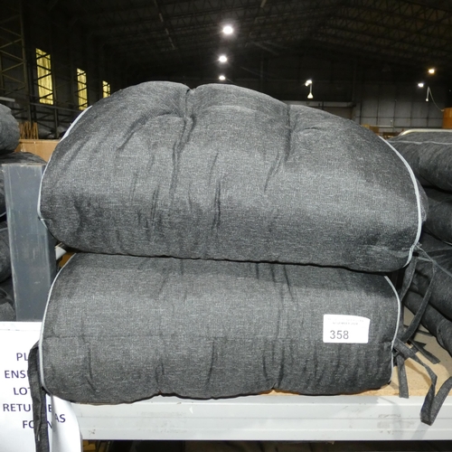 358 - 2 x dark grey cushions to suit a sunlounger etc