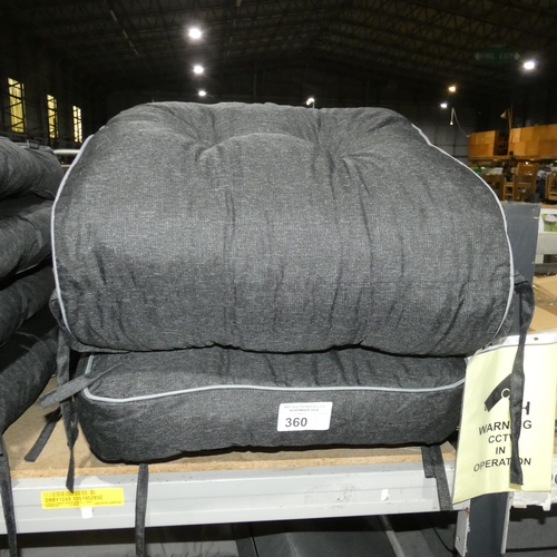 360 - 2 x dark grey cushions to suit a sunlounger etc