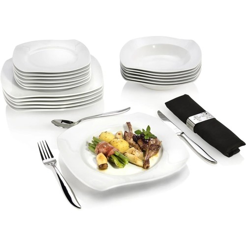 241 - A Sanger Avalon 18 piece white dinner service set for 6 people RRP £75