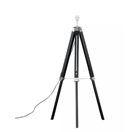 246 - 1 x Minisun clipper black wood / chrome tripod floor standing lamp - No shade is included