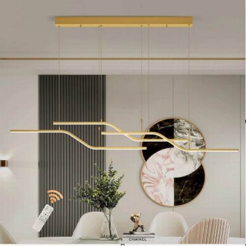 247 - 1 x Lorisa 3-light kitchen island linear LED pendant light with remote RRP £83