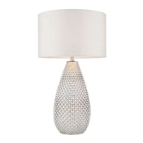 278 - 1 x Endon 77093 Livia silver ceramic table lamp with a round shade approx 55cm high RRP £82