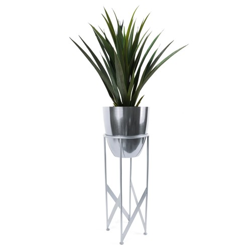 288 - 1 x faux Yucca plant in a metal planter approx 90cm high RRP £54 and 1 x other artificial plant in p... 