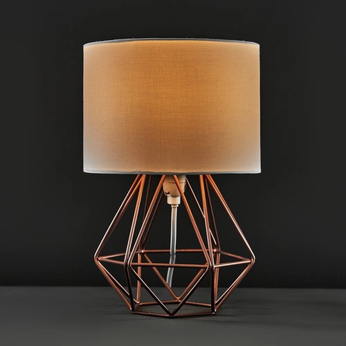 292 - 2 x Barteit geometric metal table lamps with 2 x shades RRP £26 for the pair