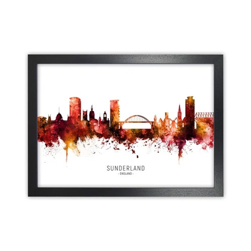 534 - 1 x framed art print approx 87 x 63cm - Sunderland England Skyline Red City by Michael Tompsett RRP ... 