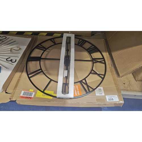 225 - 1 x Azzitta black metal skeletal wall clock diameter approx 60cm