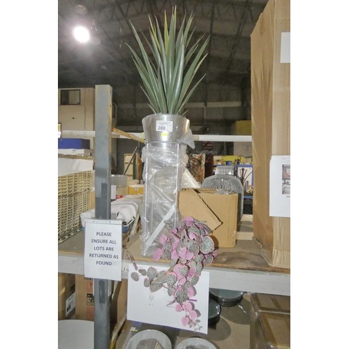 288 - 1 x faux Yucca plant in a metal planter approx 90cm high RRP £54 and 1 x other artificial plant in p... 