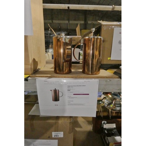 290 - 2 x Origins French press cafetiere coffee makers RRP £30 each. Please note that the copper finish is... 