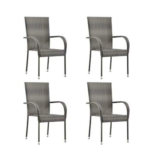 370 - 4 x Vida XL grey synthetic rattan stacking outdoor chairs RRP £152