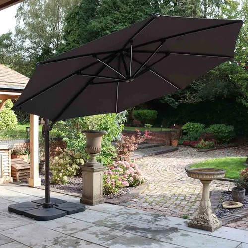 371 - 1 x Royalcraft deluxe grey 3.5m round solar LED cantilever parasol RRP £350. Please note that no bas... 