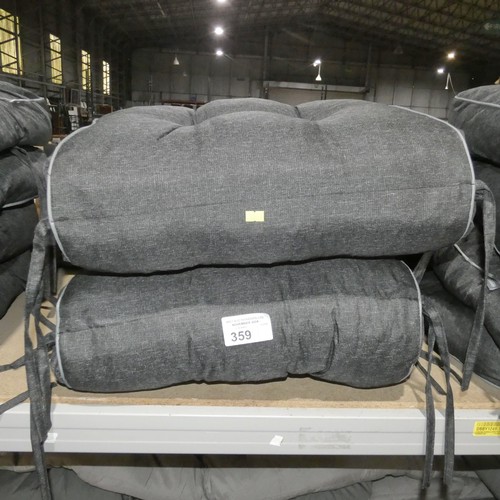 359 - 2 x dark grey cushions to suit a sunlounger etc