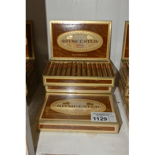 1129 - 4 x boxes of 25 Ritmeester Corona cigars, please note one box has been opened