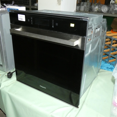 1150 - An integrated single door oven by Hotpoint missing racks and shelves - trade