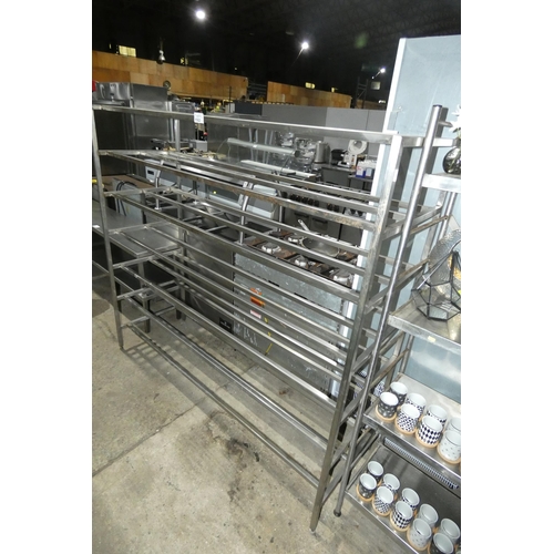 1162 - A commercial stainless steel catering type rack with 7 drying shelves approx 188x61x176cm