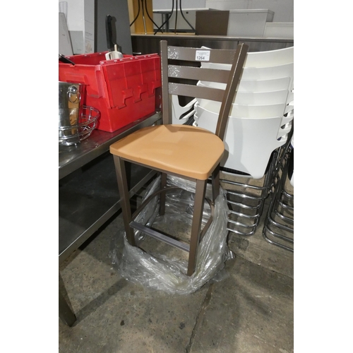 1264 - A tall industrial style metal framed stool with plastic seat