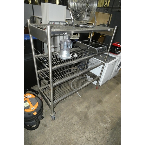 1282 - A commercial stainless steel mobile catering type rack with 4 shelves approx 150x60x164cm