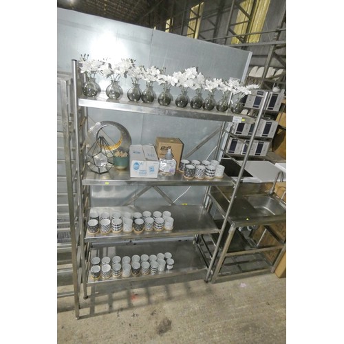 1161 - A commercial stainless steel catering type rack with 4 shelves approx 116x46x183cm