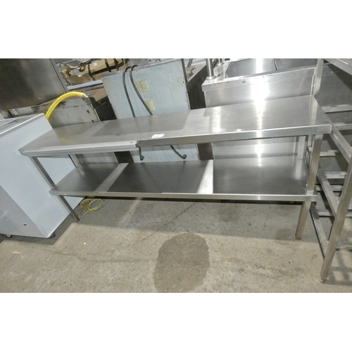 1163 - A commercial stainless steel 2 shelf gantry with order holder approx 184x38x76cm - trade