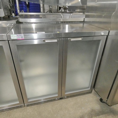 1171 - A commercial stainless steel counter height frosted glass door fridge by IMC type V90, unit requires... 