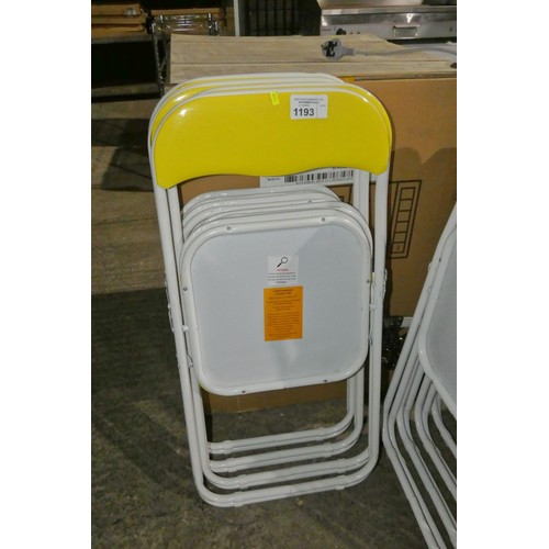 1193 - 4 x folding padded wipe clean yellow chairs