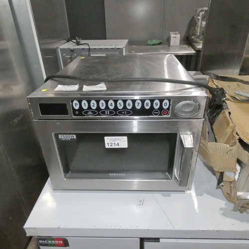 1214 - A commercial stainless steel microwave oven by Samsung type CM1529, 1500w. Please note this unit req... 