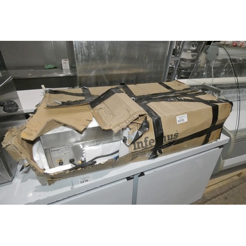 1215 - A boxed commercial stainless steel griddle by Infernus type INEG-100 240V - trade