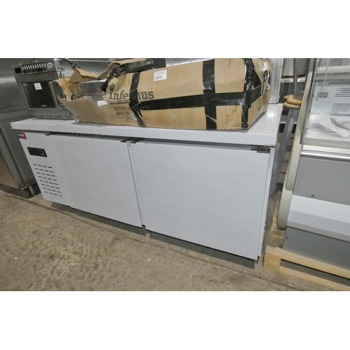 1216 - A commercial stainless steel 2 wide door bench freezer by Dickson approx 180x80x80cm-trade , Tested ... 