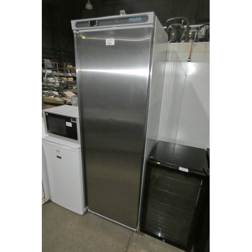 1234 - A commercial stainless steel tall slimline fridge by Polar type CD082 approx 60x60x186cm - trade, Te... 