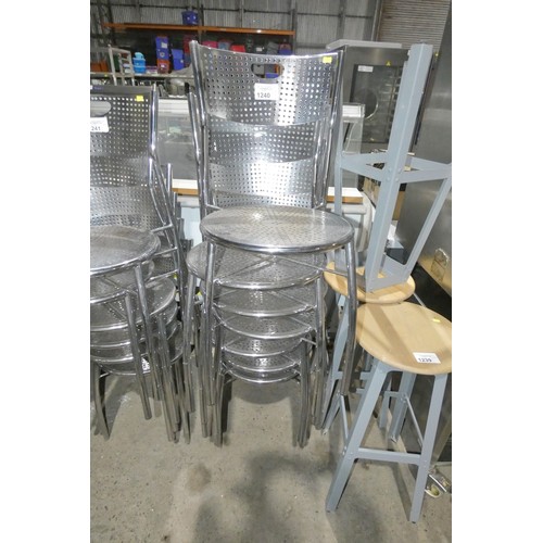 1240 - 7 x stacking metal framed stacking chairs