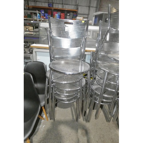 1241 - 6 x stacking metal framed chairs