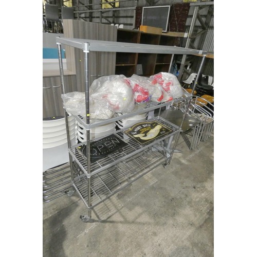 1262 - A mobile catering type rack with 4 shelves approx 150x46x178cm