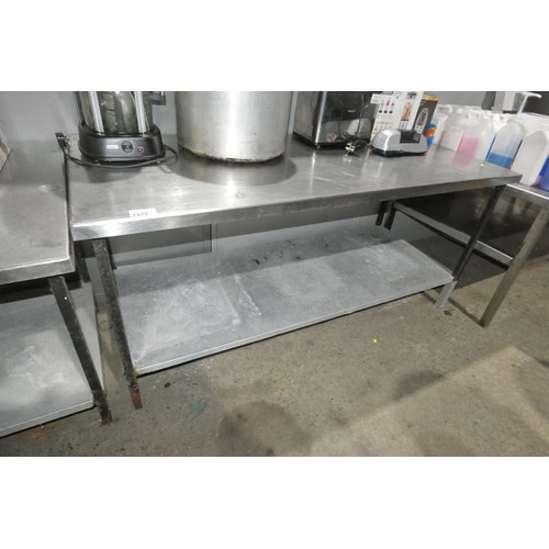 1272 - A commercial stainless steel catering type table with shelf beneath approx 183x76x83cm