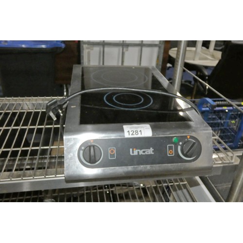 1281 - A commercial stainless steel twin induction hob by Lincat - trade