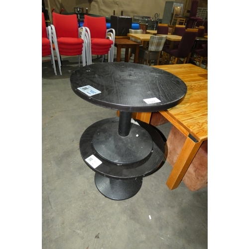 1327 - 2 small round black coffee tables 60cm