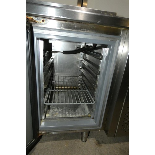 1009 - A commercial stainless steel 2 door bench fridge with prep counter by Infrico type ME-1409 - require... 