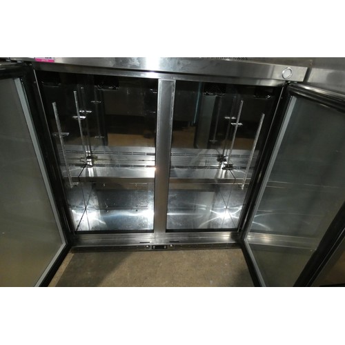 1171 - A commercial stainless steel counter height frosted glass door fridge by IMC type V90, unit requires... 