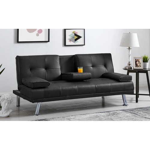 529 - 1 x Majel 3-seater black upholstered sofa bed RRP £169. Supplied in one box