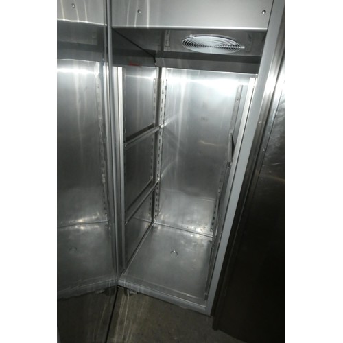 1007 - A large commercial stainless steel 2 door catering fridge by Matricola type SA-TN-140 - please note ... 