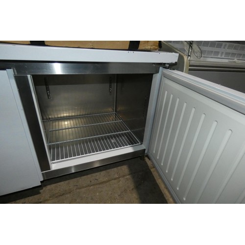 1216 - A commercial stainless steel 2 wide door bench freezer by Dickson approx 180x80x80cm-trade , Tested ... 