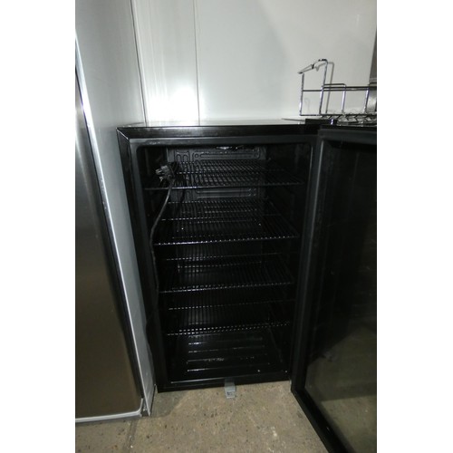 1233 - An under counter bottle display fridge by Cookology type CBC98BK -trade, Tested Working