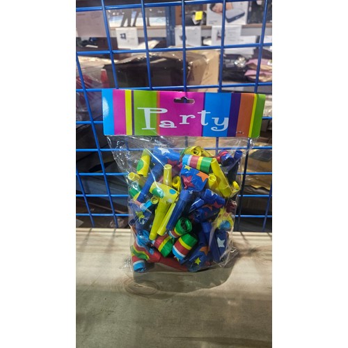 332 - 1 box containing 24 packs of party blowers (each pack contains 50 party blowers)