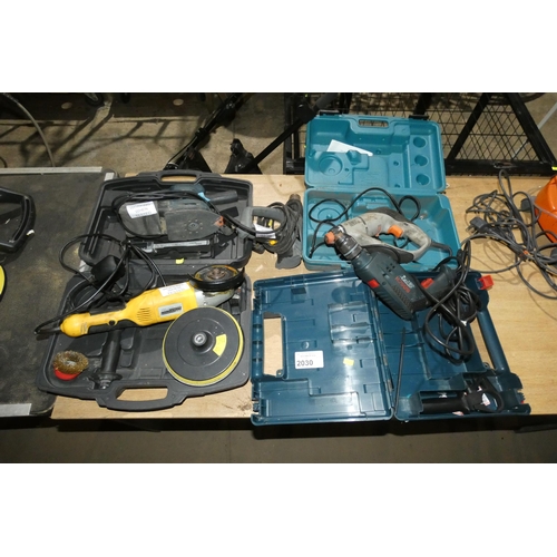 2030 - 5 x various power tools including a Bosch drill and 1 Bruder angle grinder / polisher - all items ar... 