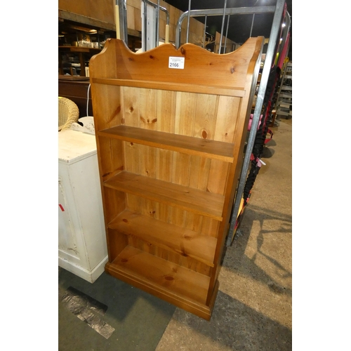 2166 - 1 x Pine open front bookcase approx 61cm wide x 123cm high