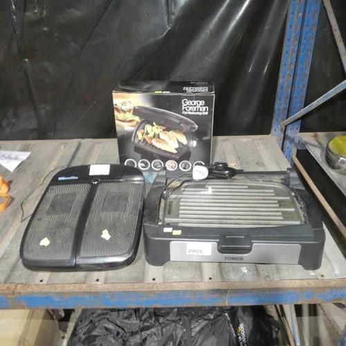 2009 - 1 x George Foreman grill, 1 x Tower grill and 1 x Vibrapower wave - all items are 240v (Trade)